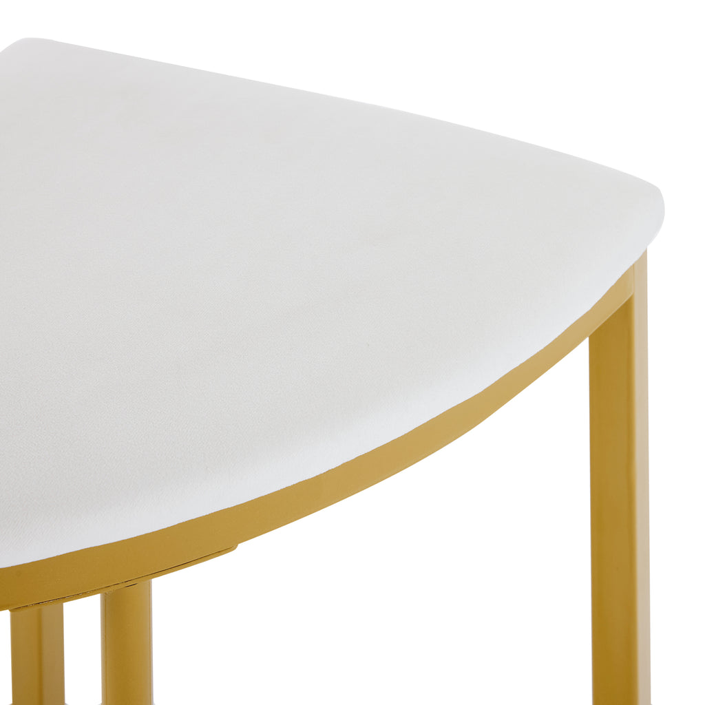 Dining room table set with four chairs, dining group with MDF tabletop and gold-plated iron frame, velvet chair, modern luxury tables and chairs, white