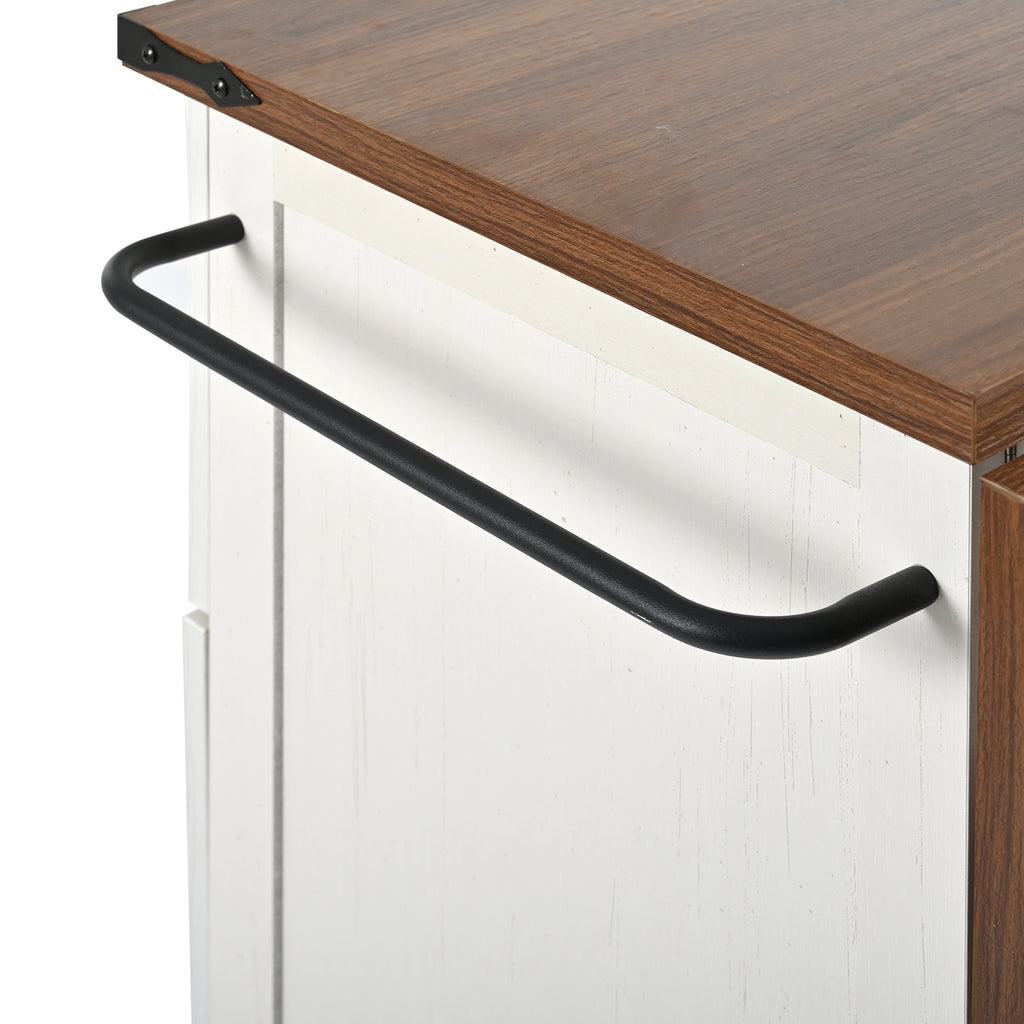 Kitchen island, serving cart with extendable worktop, kitchen cabinet, kitchen trolley, dining cart with wood grain, dining cart with two doors and three drawers