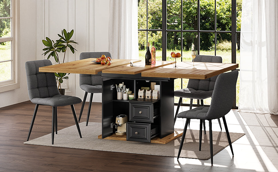 Extendable dining table 110(140) x 80 x 75 cm, wooden table for kitchen & dining room - 6 people dining table - dimensions suitable for terrace and garden