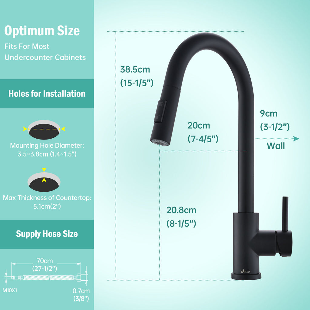 Matte Black Pull-Out Kitchen Mixer Tap