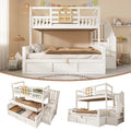 Bunk Beds for Kids, Staircase Bunk with Hydraulic Storage, Children's Bed with Storage Cube, Double Bunk Bed for Family with Multiple Children, (90+135) x 190 cm, Solid Wood, White
