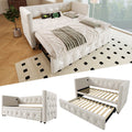 Daybed Single Upholstered Bed Sofa Bed with USB &Type C Charging Sations, 3FT Single Bed 90x190cm with Trundle ,Pull out Trundle for Living Room and Bedroom,Velvet ,Beige