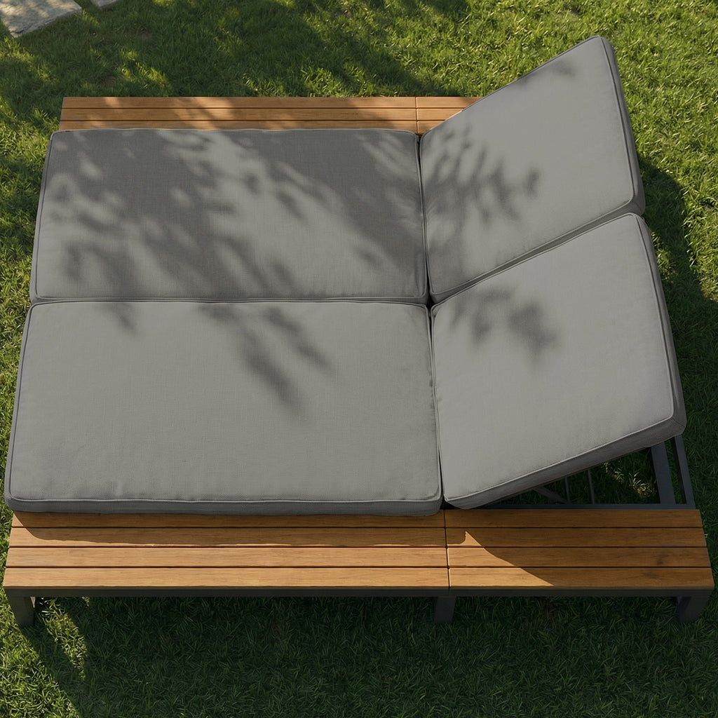 Outdoor Patio Daybed, Outdoor Lounger, Multifunctional Waterproof Sofa Bed, Sun Lounger for Patio, Adjustable Backrest Angle, Gray, Double Lounge Bed