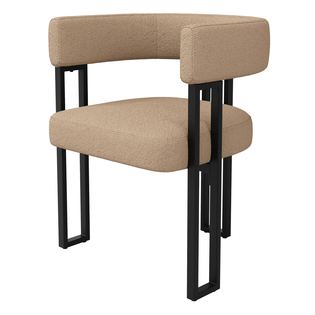 High-Quality Lamb Fleece Fabric (4 Pieces) Dining Chair Makeup Chair Dressing Chair Ergonomic Chair Lightweight Luxury Chair Curved Backrest, Beige/Brown