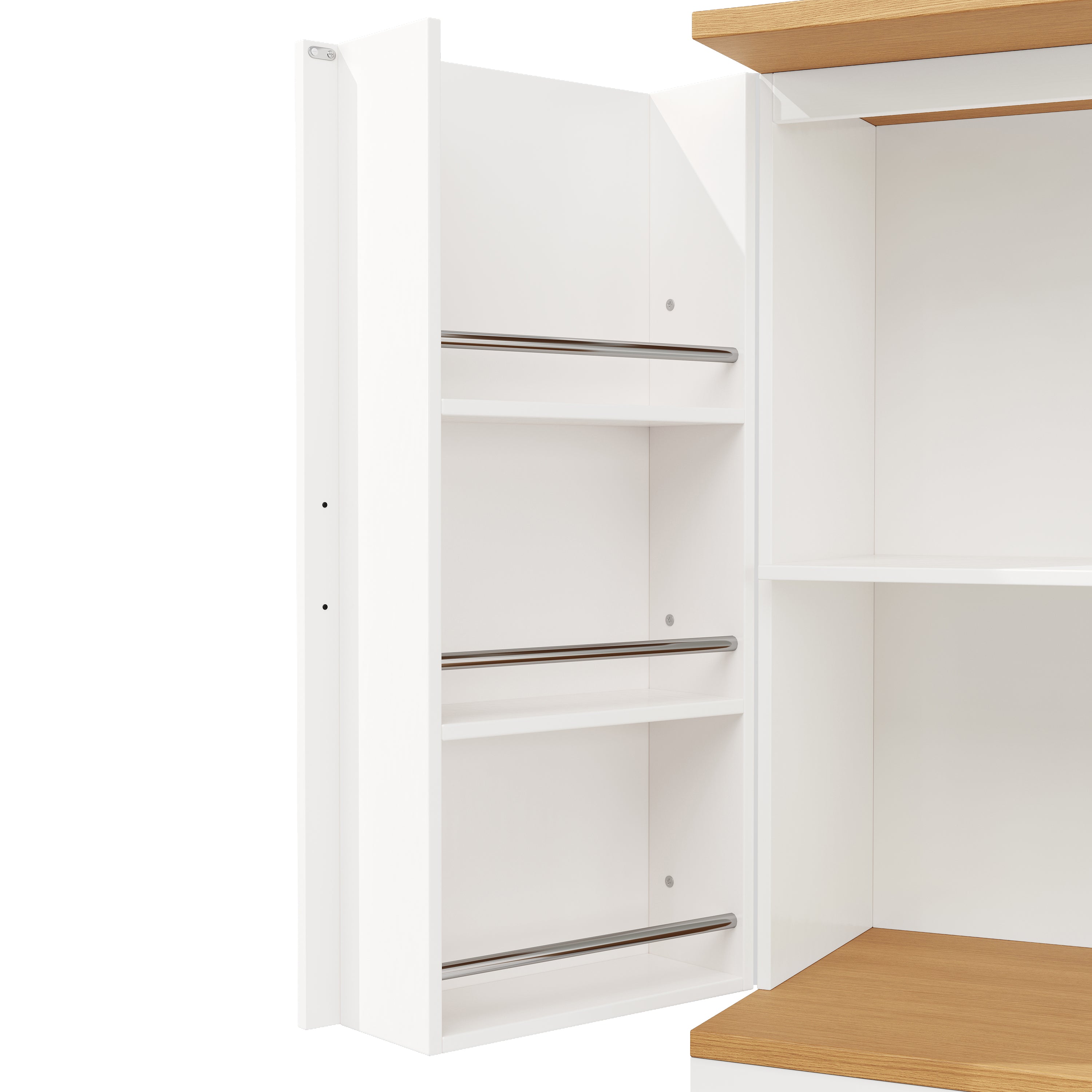 Snack cabinet, kitchen cabinet (80 x 40 x 180 cm), tall kitchen sideboard, storage sideboard, kitchen sideboard with door frame, white, suitable for living room, kitchen, dining room