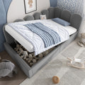 Upholstered Bed Daybed with Storage, 3FT Single Sofa Bed 90 x 190 cm, Daybed with Hydraulic Storage, Bed Frame with Metal Slatted Frame, Velvet, Grey (No Mattress)