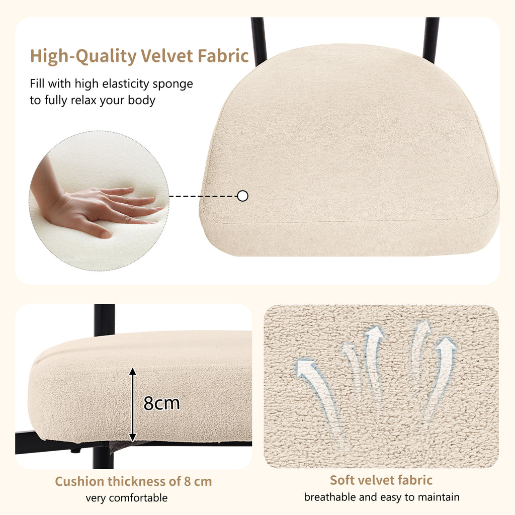 Modern Dining Chairs set of 2, Cream Faux Suede Upholstered Armchairs,Comfortable Armrest Dining Chairs for Kitchen, Dining Room, Living Room, Multiple Colour Options