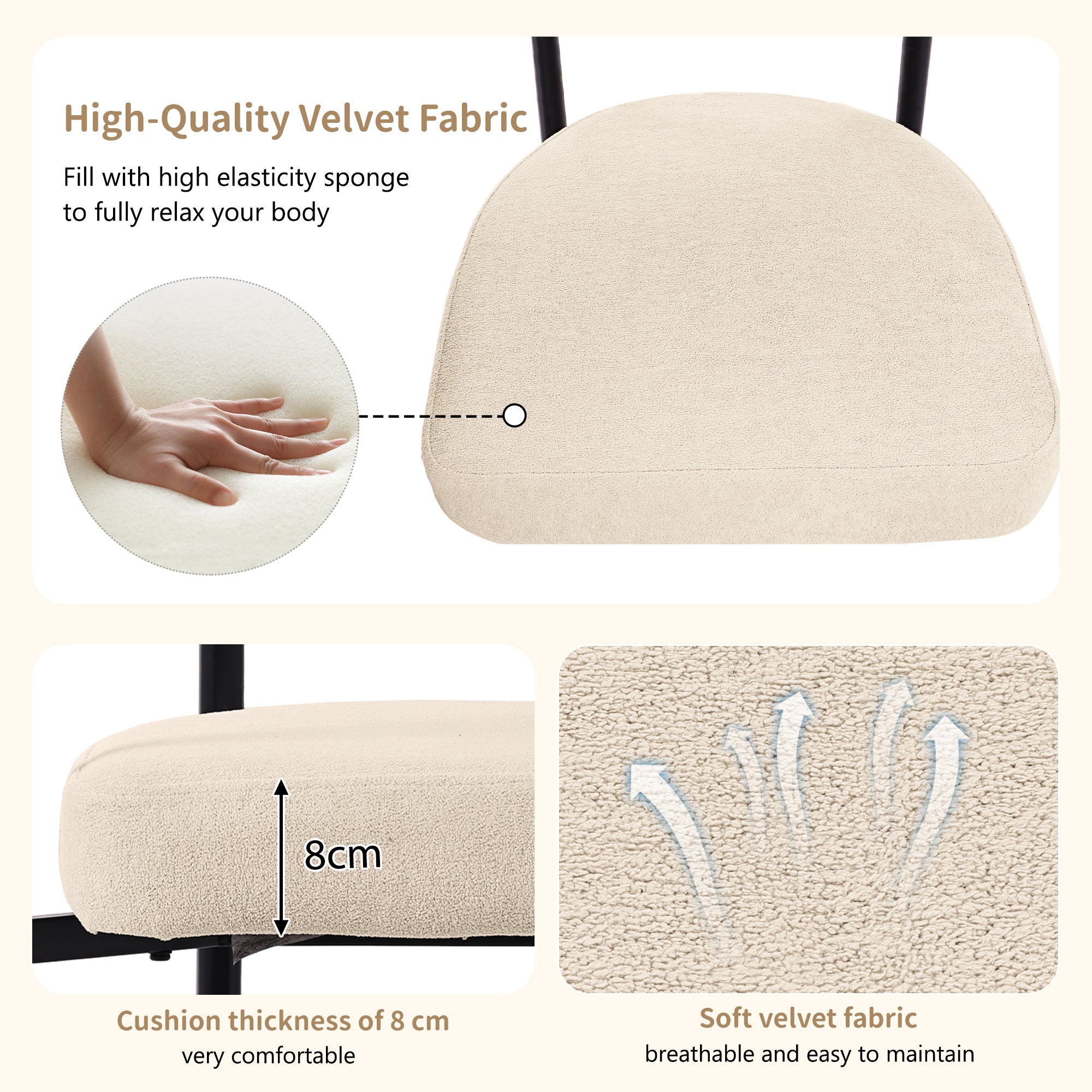 Modern Dining Chairs set of 6, Upholstered Velvet Armchairs,Comfortable Armrest Dining Chairs for Kitchen, Dining Room, Living Room, Multiple Colour Options