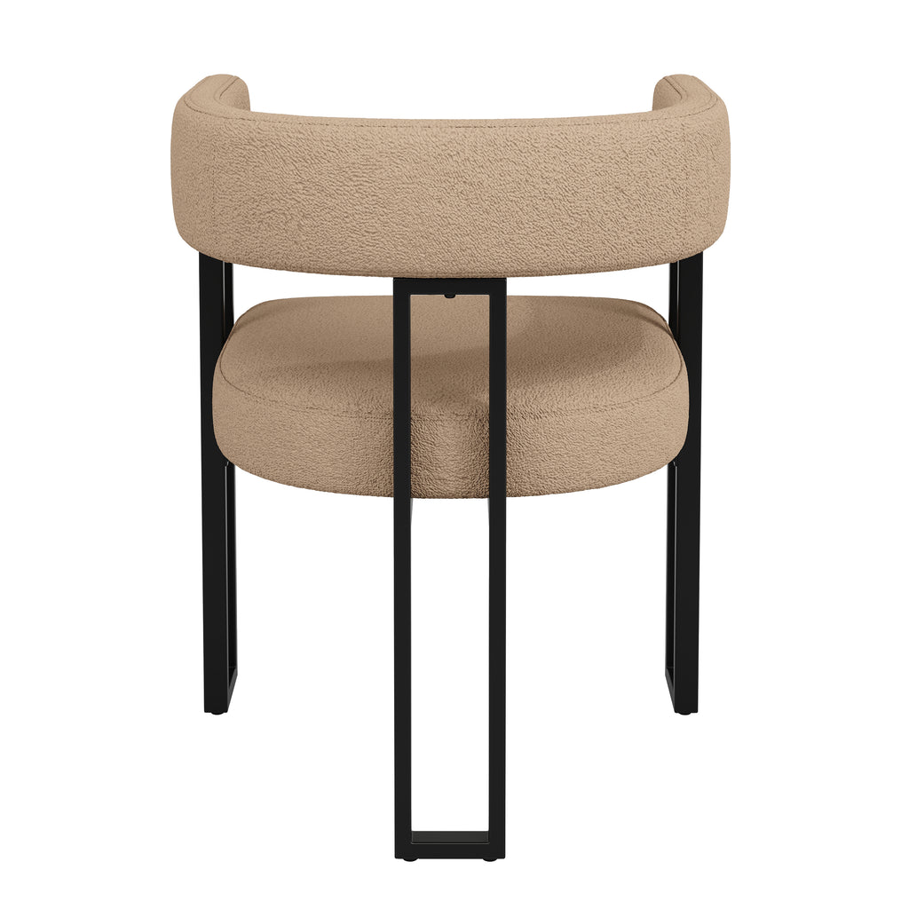 High-Quality Lamb Fleece Fabric (4 Pieces) Dining Chair Makeup Chair Dressing Chair Ergonomic Chair Lightweight Luxury Chair Curved Backrest, Beige/Brown