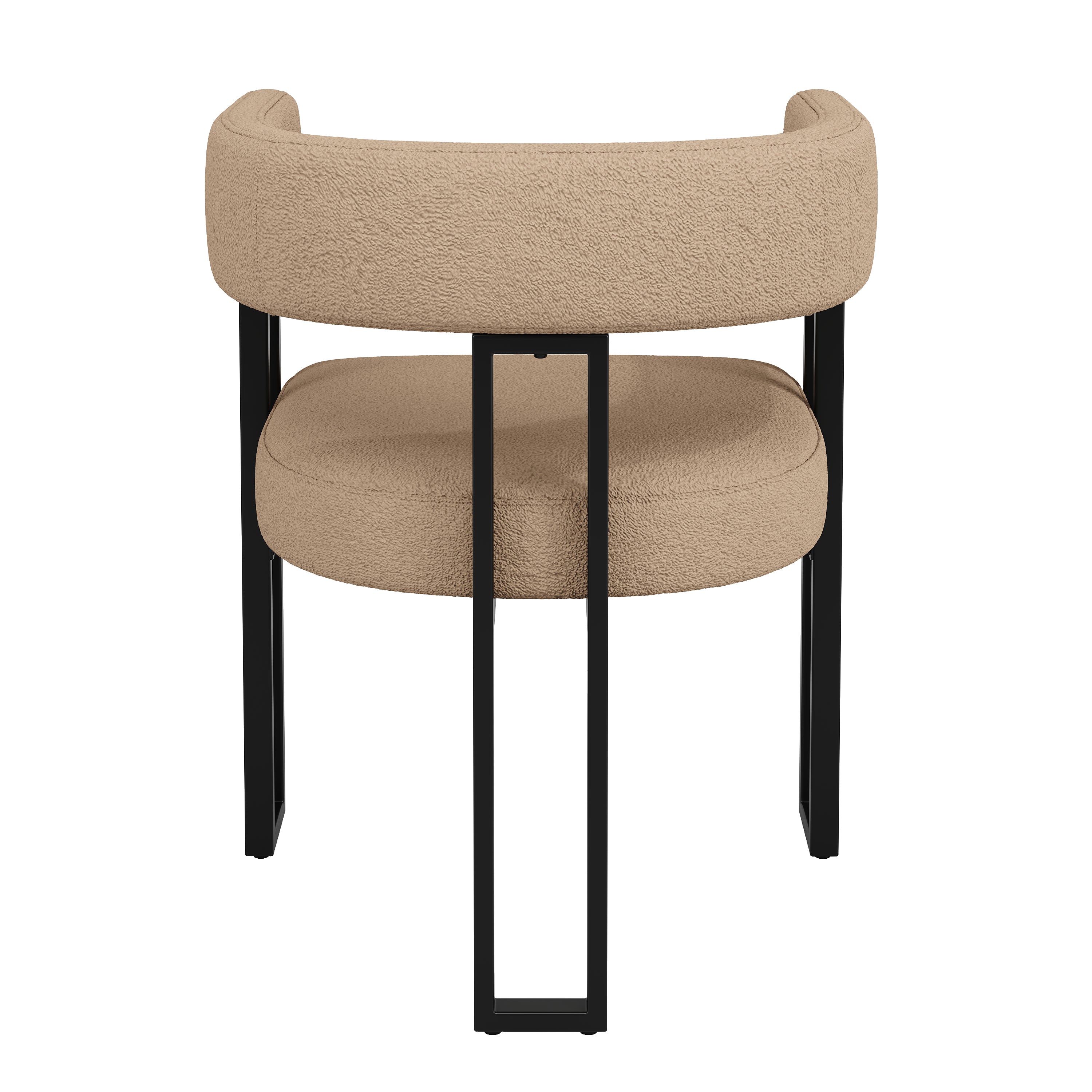 High-Quality Lamb Fleece Fabric (4 Pieces) Dining Chair Makeup Chair Dressing Chair Ergonomic Chair Lightweight Luxury Chair Curved Backrest, Beige/Brown