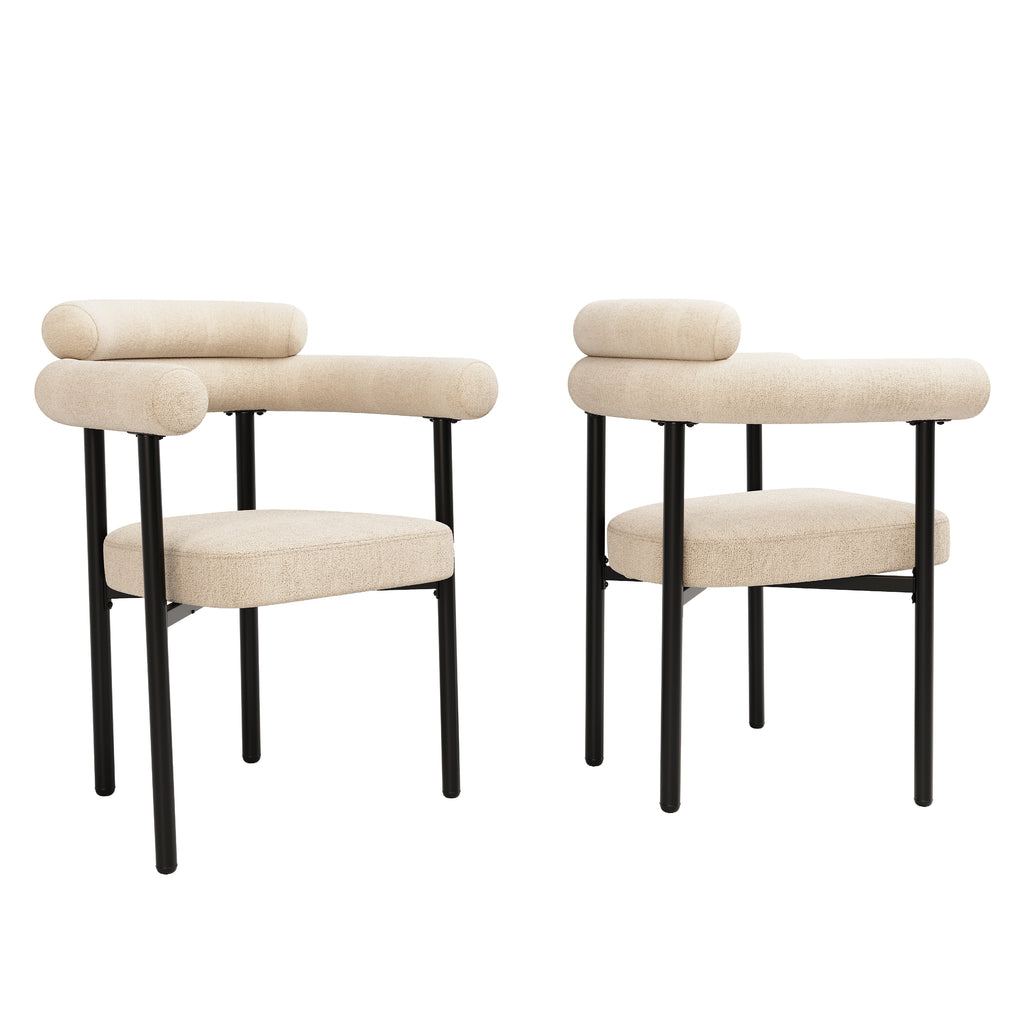 Modern Dining Chairs set of 2, Cream Faux Suede Upholstered Armchairs,Comfortable Armrest Dining Chairs for Kitchen, Dining Room, Living Room, Multiple Colour Options