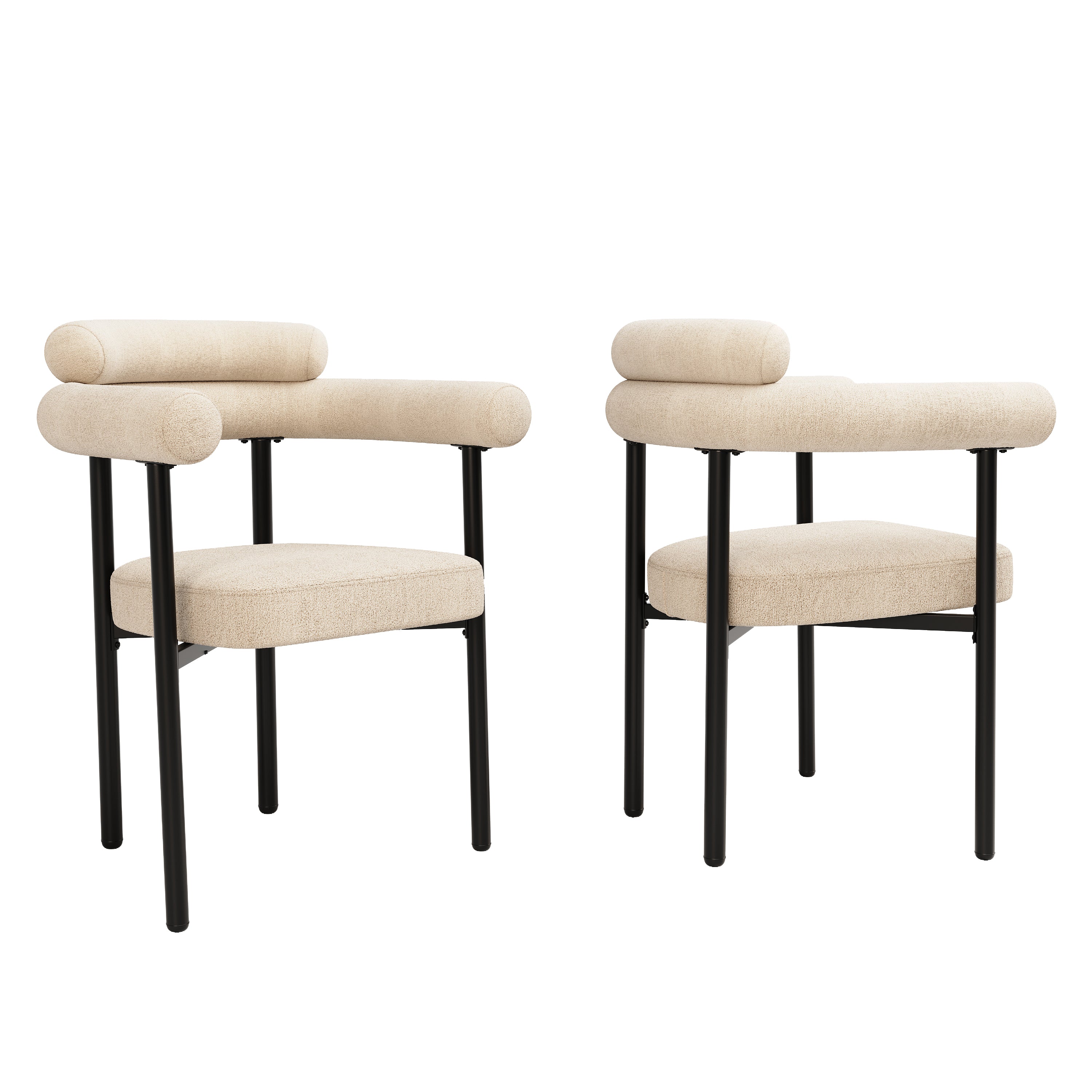 Modern Dining Chairs set of 2, Cream Faux Suede Upholstered Armchairs,Comfortable Armrest Dining Chairs for Kitchen, Dining Room, Living Room, Multiple Colour Options