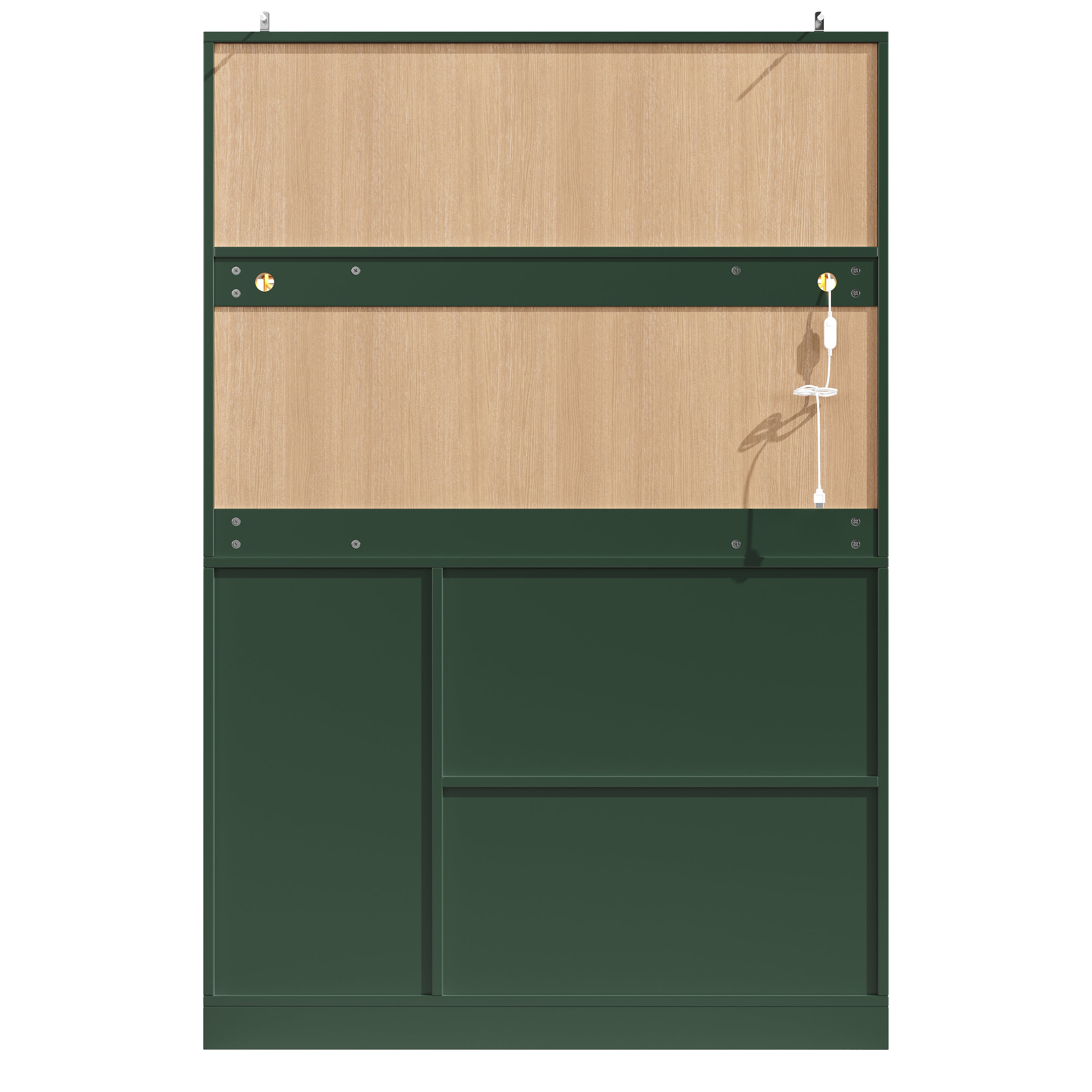 Sideboard / Storage Cabinet / Kitchen Cabinet / Buffet Cabinet, 120x40x188cm, with LED Lighting, Snack Rack & Drink Holders, 4 Doors & 2 Large Drawers, Green/White