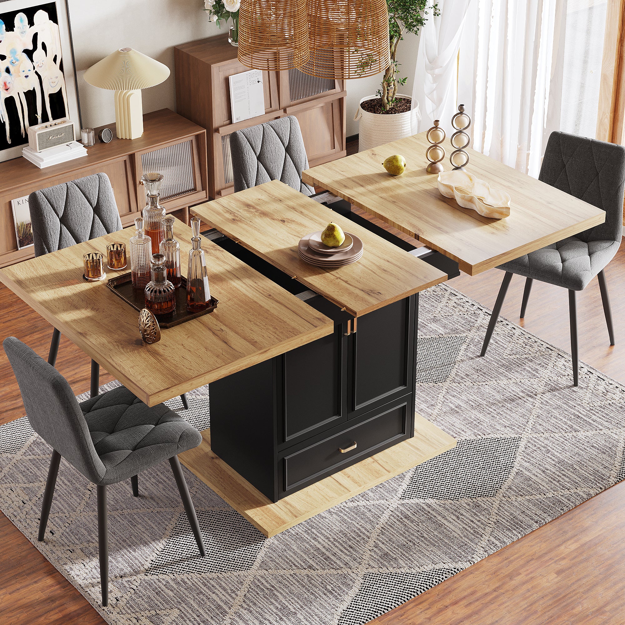 Extendable dining table - 110-140 cm wooden table for kitchen & dining room - 6-person dining table - Dimensions: 110 x 80 x 75 cm - For terrace and living room