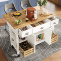 Rolling Kitchen Island Storage Trolley with Large Cabinet, 3 Drawers, Spice Rack, Adjustable Shelf, Dining Room Organiser Sideboard Cupboard Cabinet Cart, White