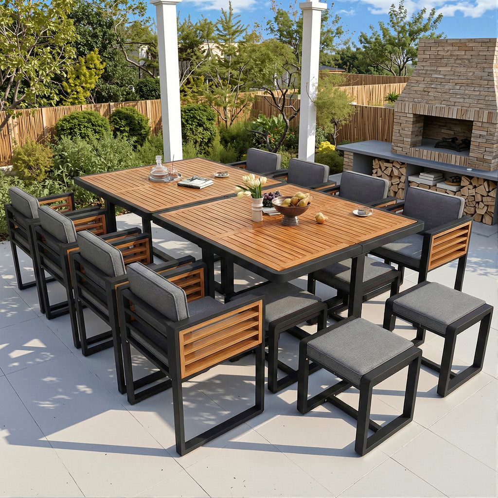 Garden furniture set, garden lounge seating group with 12 chairs and table, patio furniture/balcony furniture set for 12 people, garden furniture set/dining set, garden sofa set, solid wood