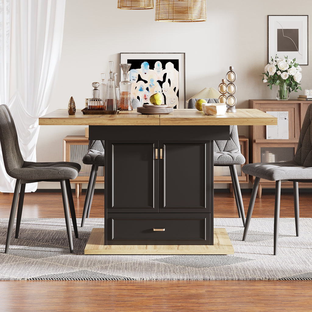 Extendable dining table - 110-140 cm wooden table for kitchen & dining room - 6-person dining table - Dimensions: 110 x 80 x 75 cm - For terrace and living room
