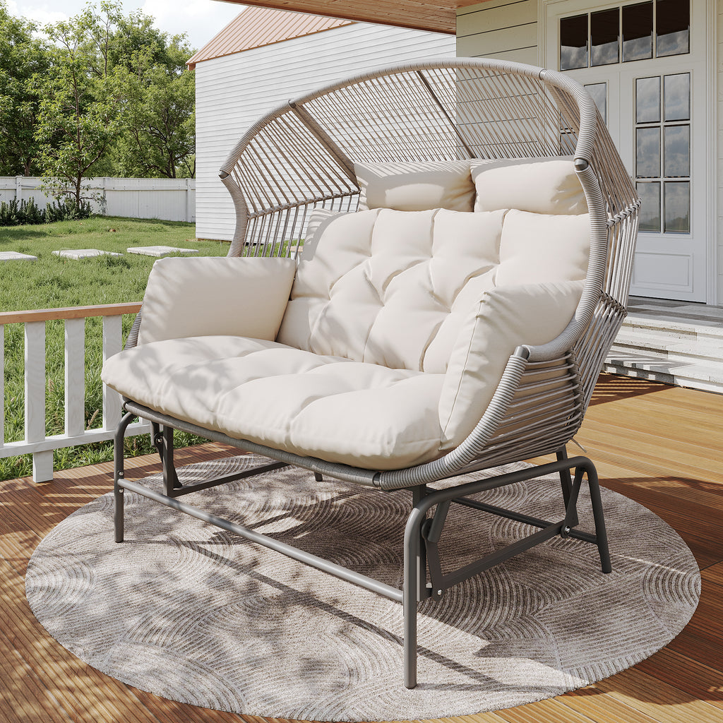 Garden Rocking Chair for Two, Patio Hanging Chair, Outdoor Swing Egg Chair, Rocking Chair, Garden Swing, Porch Swing for the Garden, Balcony, or Terrace, Gray