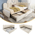 Upholstered Bed for Kids Daybed with Drawer Storage, 3FT Single Sofa Bed 90 x 190 cm, Sofa Bed for Adults and Children, Bed Frame with Slatted Frame, Velvet, Beige (No Mattress)