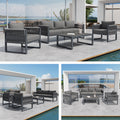 Garden Furniture Set Outdoor Sofa 5-Seater, Garden Lounge Set with Adjustable Feet, Cushions and Stainless Metal Frame for Balcony Terrace, Gray
