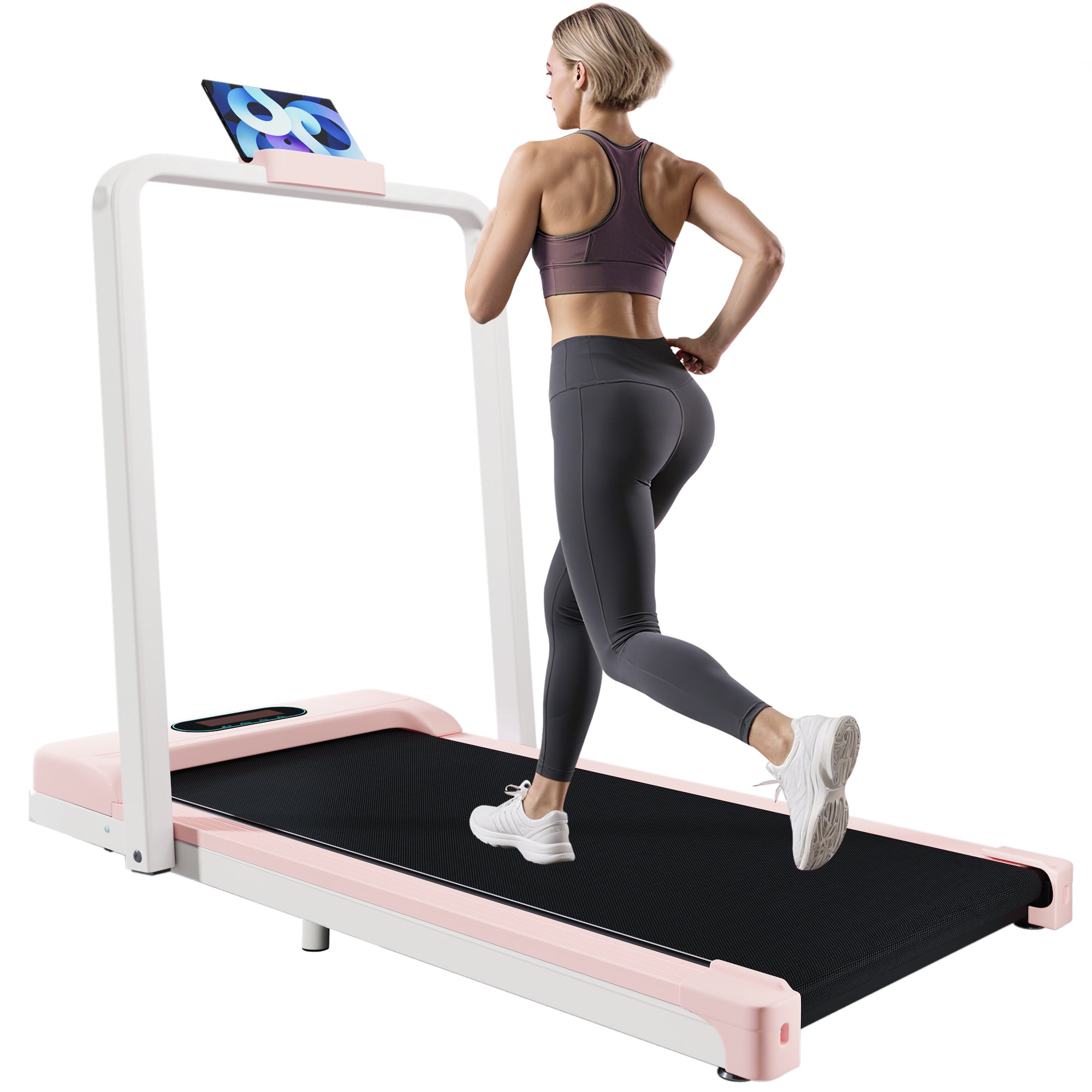 [New] Folding Treadmill for Home Office Use,Under Desk Treadmill,1-6KM/H, Portable Walking Running Machine with Bluetooth Speaker, Remote Control, LCD Display, Phone Holder.