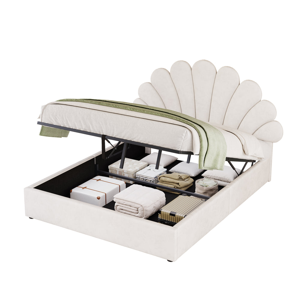 Double, Beige, Velvet Petal Hydraulic Storage Bed Package 2