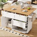 Rolling Mobile Kitchen Island, Table on Wheels with Drawer and Storage Cabinet, Portable Kitchen Island Cart with Drop Leaf, Breakfast Bar, Towel Rack, White