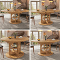 Extendable dining table, dining room table, kitchen table, balcony table, round dining table, extendable to oval, 110-150 cm, seats up to 8 people, dark brown