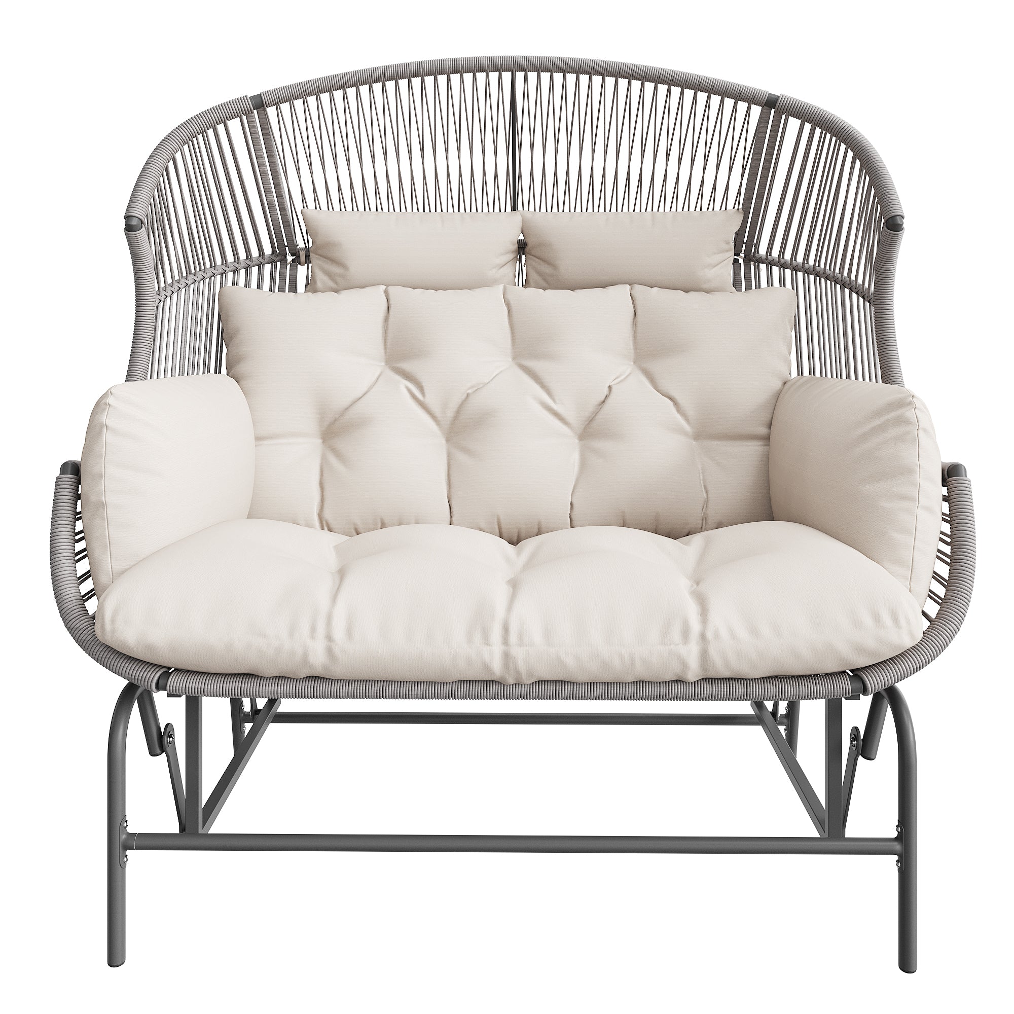 Garden Rocking Chair for Two, Patio Hanging Chair, Outdoor Swing Egg Chair, Rocking Chair, Garden Swing, Porch Swing for the Garden, Balcony, or Terrace, Gray