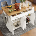 Rolling Kitchen Island Storage Trolley with Large Cabinet, 2 Drawers, Adjustable Shelf, Spice&Towel Rack, Sideboard Cupboard Cabinet Cart, Dining Room Organiser , White