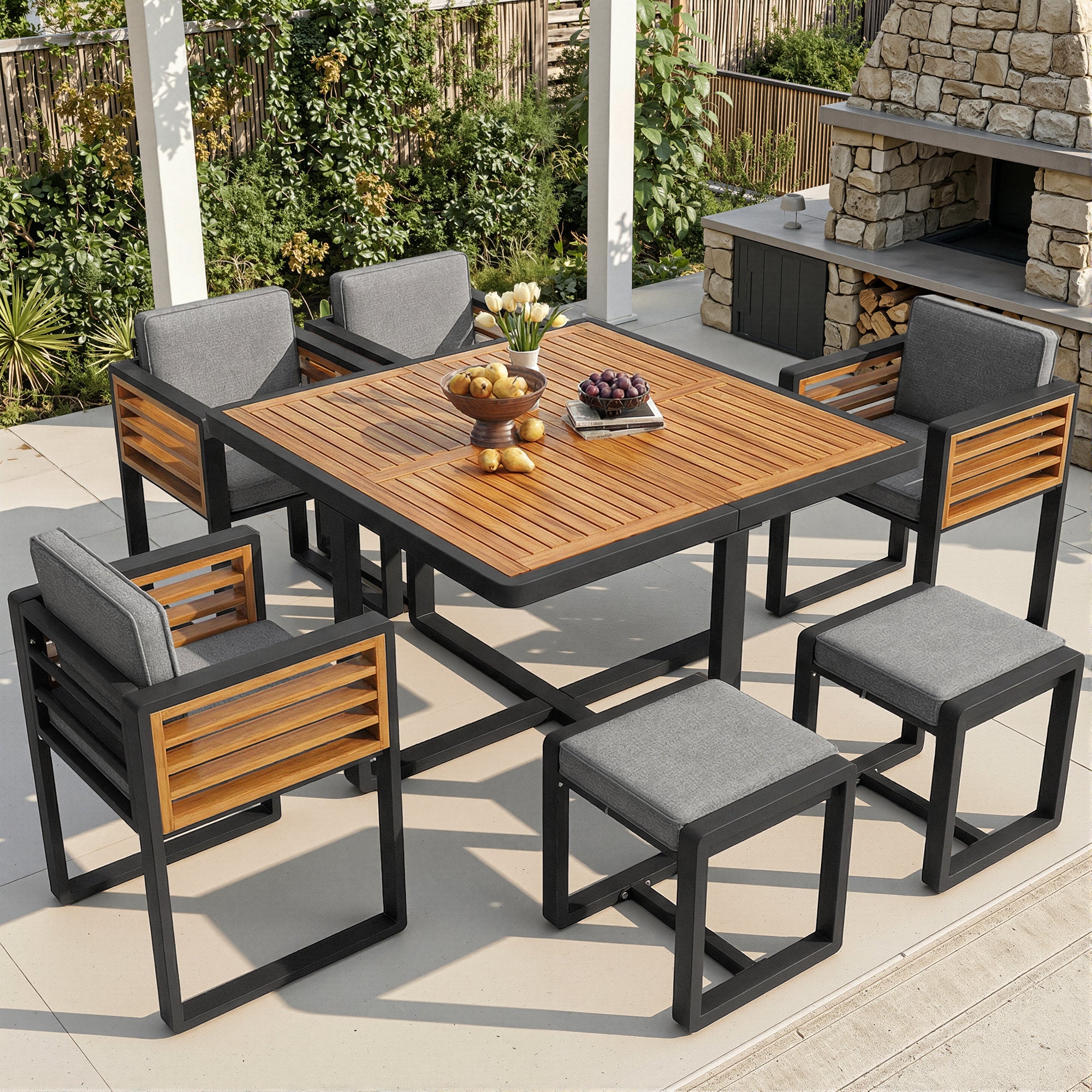 Garden furniture set, garden lounge seating group with 6 chairs and table, patio furniture/balcony furniture set for 6 people, garden furniture set/dining set, garden sofa set, high-quality solid wood