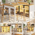 Extendable Sideboard & Dining Table Combo with LED Lights, Push-to-Open Glass Display Cabinet, Space Saving Sideboard for Small Flat, White