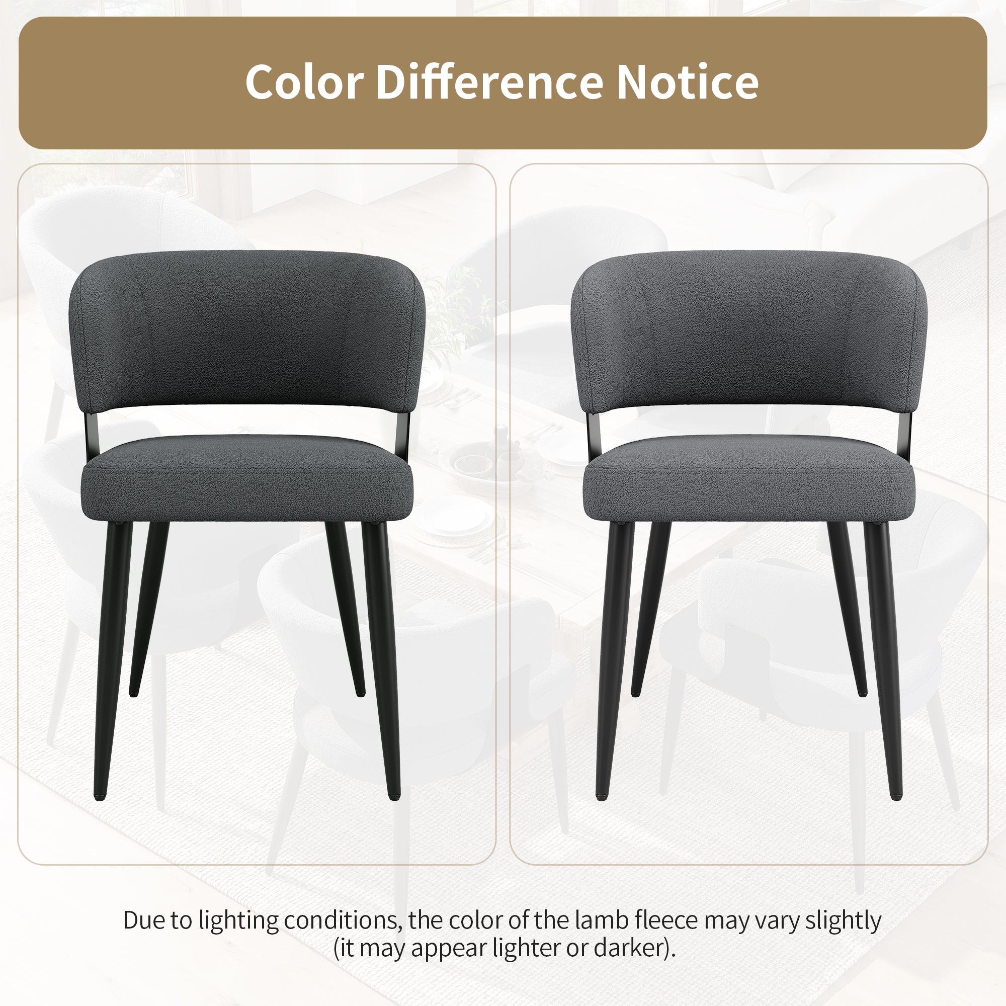 Modern Dining Chairs set of 4,Dining Room Chairs with Metal Legs – Upholstered Fabric Dining Room Chairs with Curved Backrest, Soft Cushion Seat, and Sturdy Metal Frame