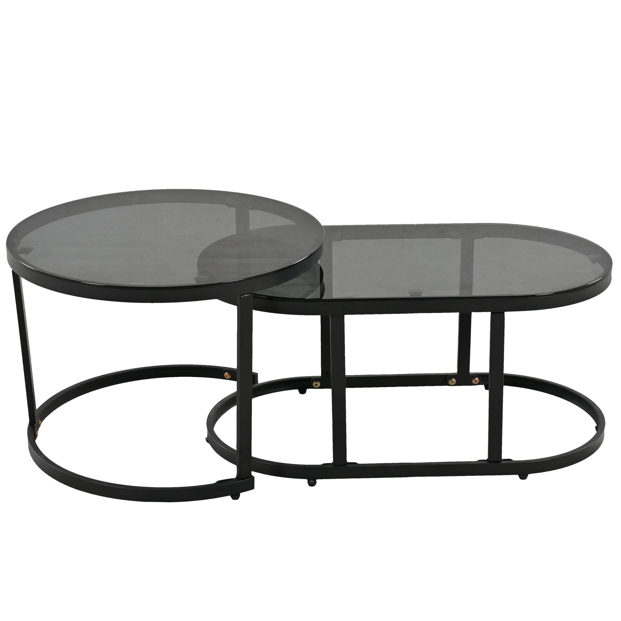 Outdoor Patio&Backyard Furniture Garden Lounge Set, Thick Quality Space Saving Sofas with Glass Coffee Table, Grey