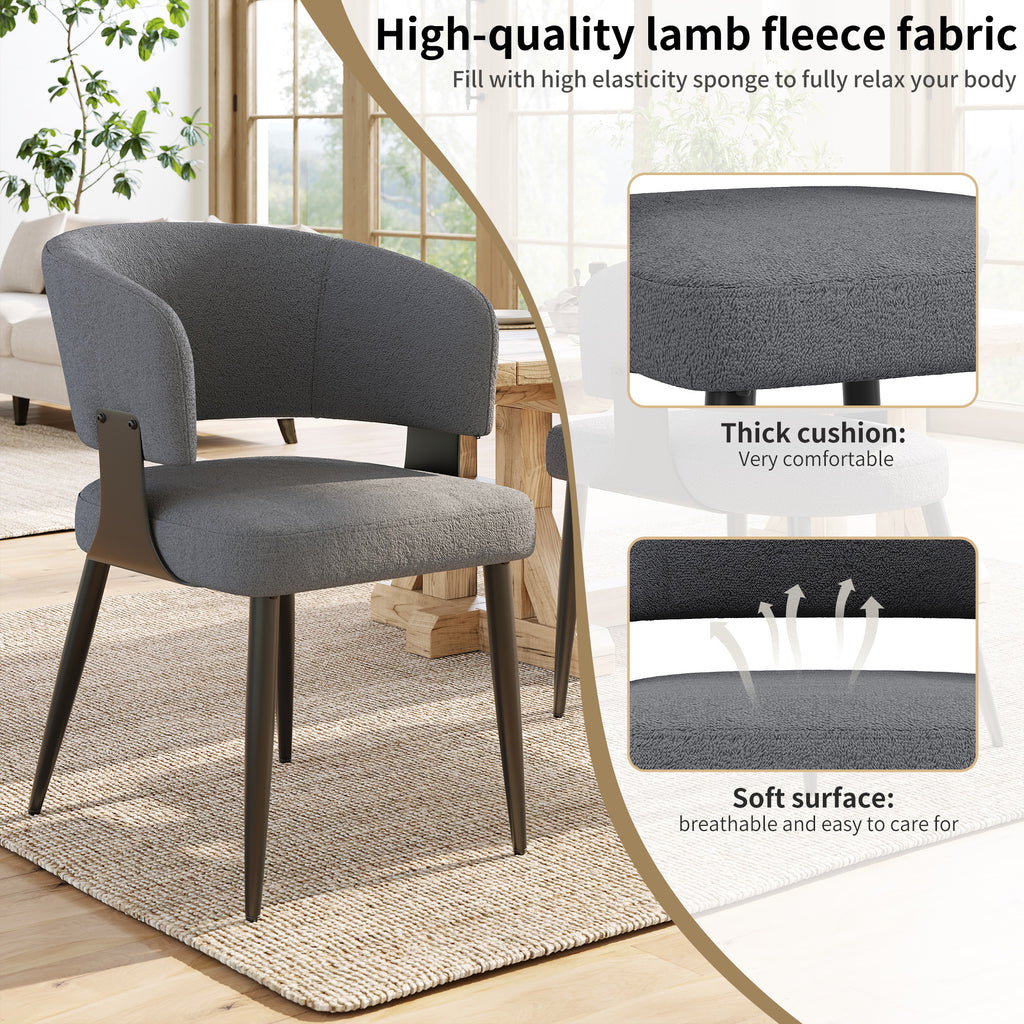 Modern Dining Chairs set of 2,Dining Room Chairs with Metal Legs – Upholstered Fabric Dining Room Chairs with Curved Backrest, Soft Cushion Seat and Sturdy Metal Frame