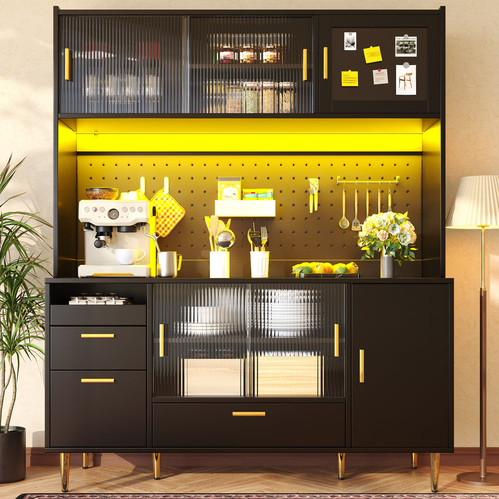 Tall cabinets for the living room (140×40×180cm), kitchen cabinet, dining room cabinet, cabinets with LED lighting, magnetic door panels, tall cabinet with pegboard shelves, black
