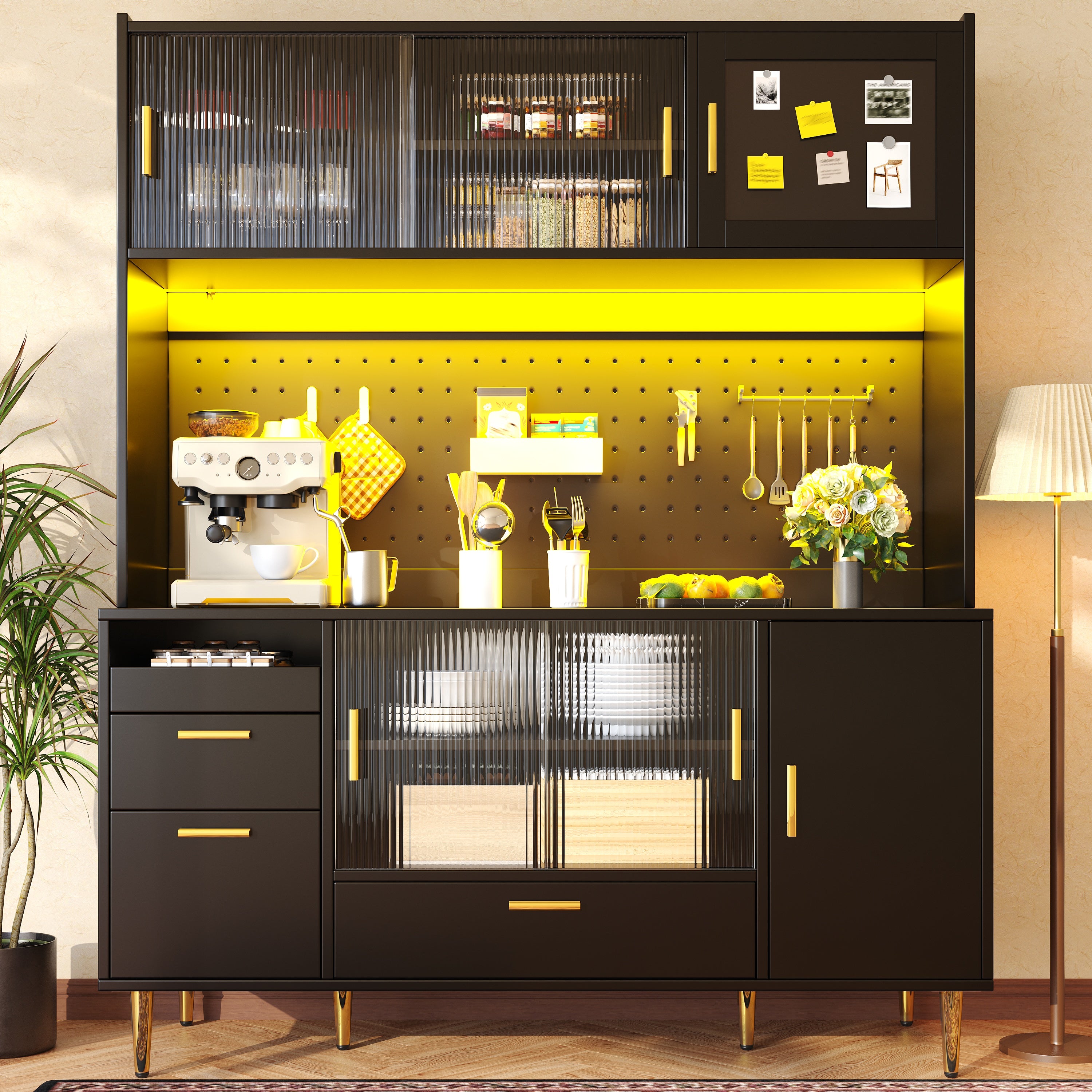 Tall cabinets for the living room (140×40×180cm), kitchen cabinet, dining room cabinet, cabinets with LED lighting, magnetic door panels, tall cabinet with pegboard shelves, black