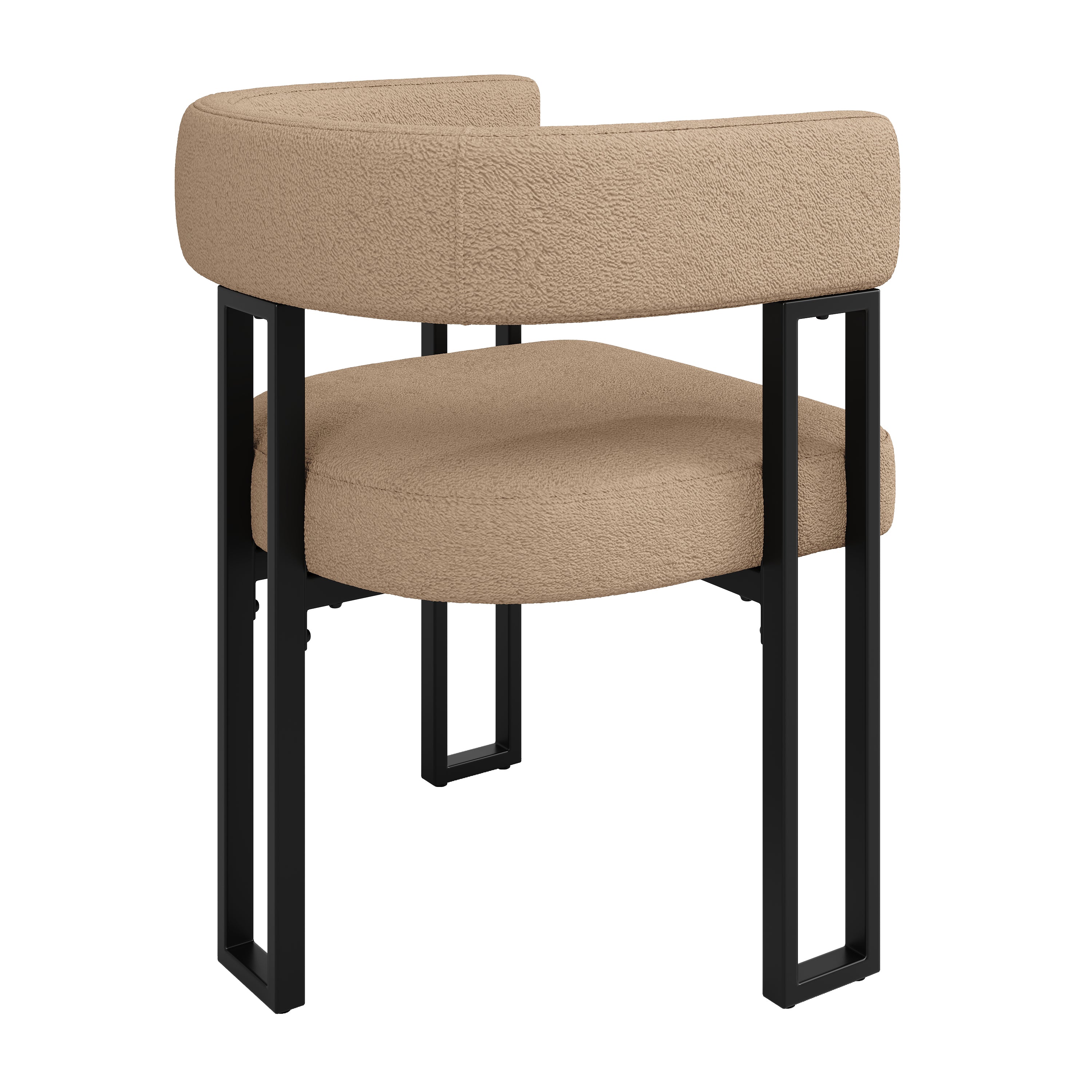 High-Quality Lamb Fleece Fabric (4 Pieces) Dining Chair Makeup Chair Dressing Chair Ergonomic Chair Lightweight Luxury Chair Curved Backrest, Beige/Brown