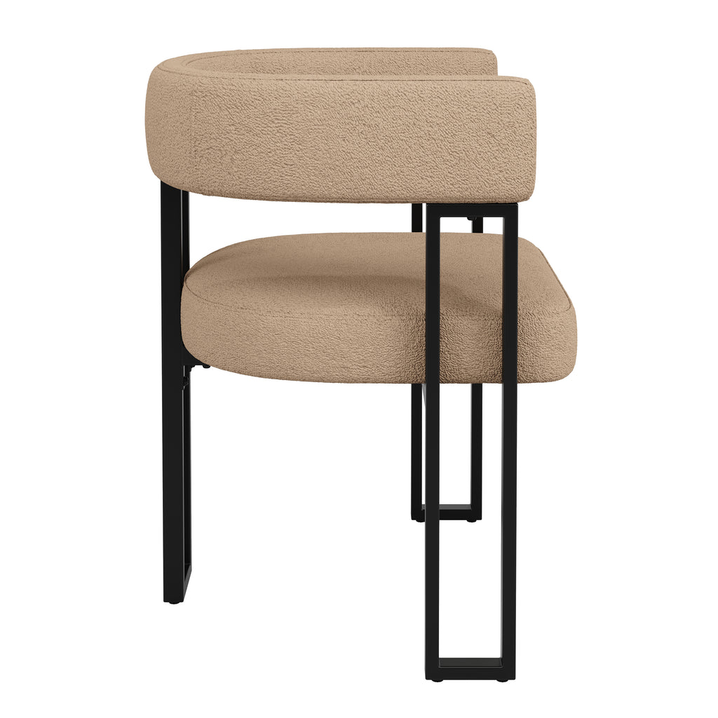 High-Quality Lamb Fleece Fabric (2 Pieces) Dining Chair Makeup Chair Dressing Chair Ergonomic Chair Lightweight Luxury Chair Curved Backrest, Beige/Brown