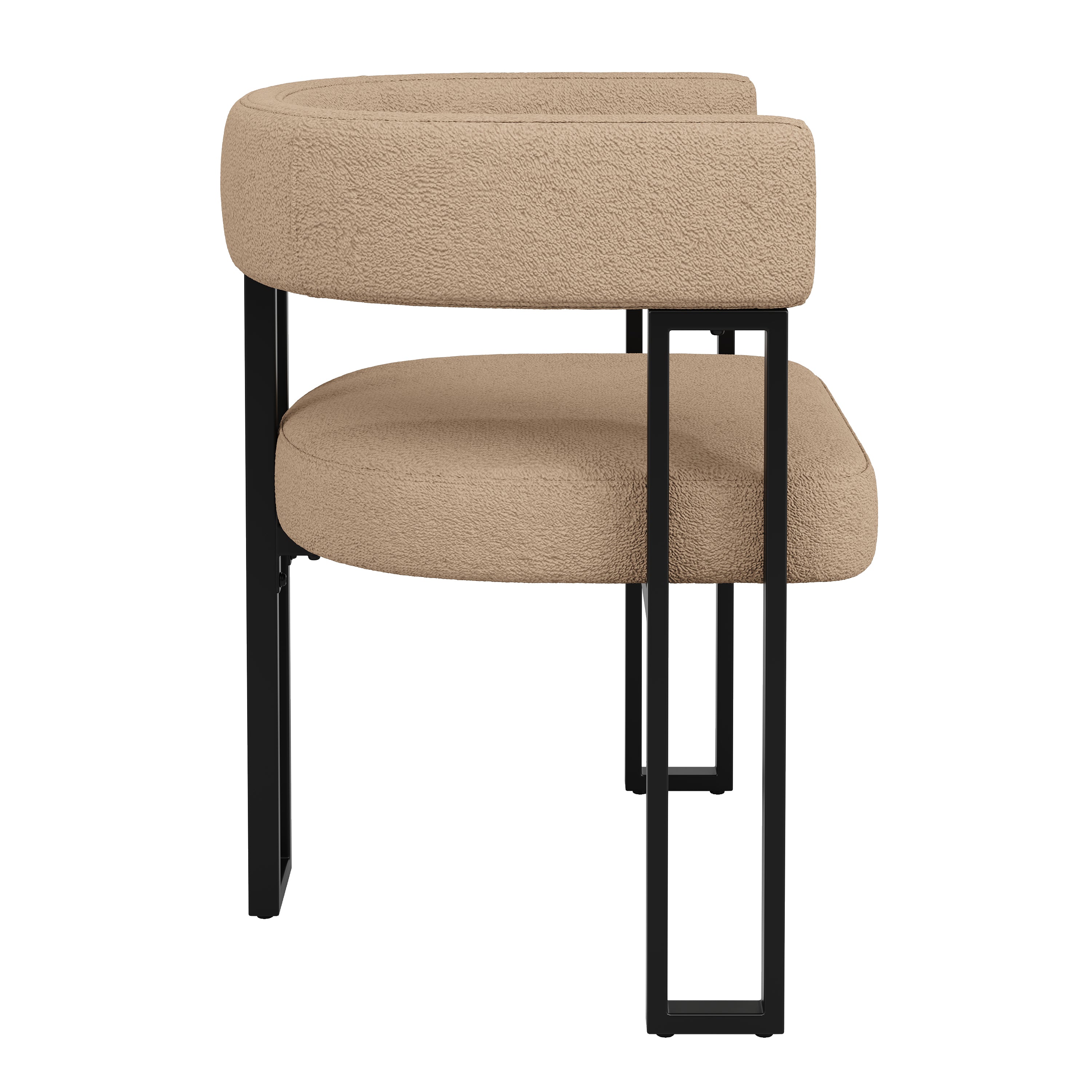 High-Quality Lamb Fleece Fabric (6 Pieces) Dining Chair Makeup Chair Dressing Chair Ergonomic Chair Lightweight Luxury Chair Curved Backrest, Beige/Brown