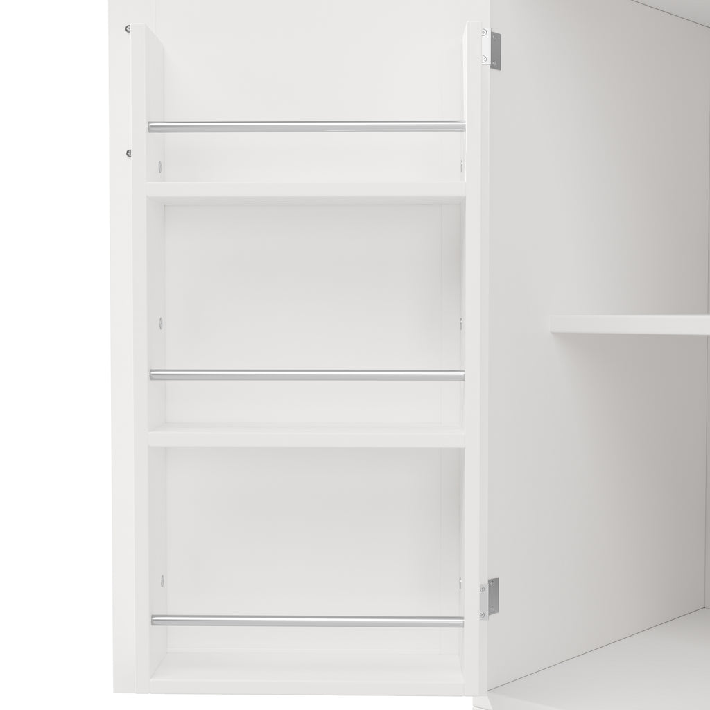 Sideboard / Storage Cabinet / Kitchen Cabinet / Buffet Cabinet, 120x40x188cm, with LED Lighting, Snack Rack & Drink Holders, 4 Doors & 2 Large Drawers, Green/White
