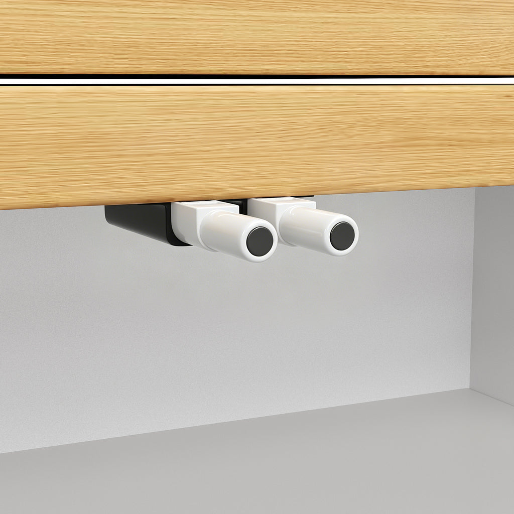 Extendable Sideboard & Dining Table Combo with LED Lights, Push-to-Open Glass Display Cabinet, Space Saving Sideboard for Small Flat, White