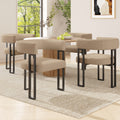 High-Quality Lamb Fleece Fabric (4 Pieces) Dining Chair Makeup Chair Dressing Chair Ergonomic Chair Lightweight Luxury Chair Curved Backrest, Beige/Brown