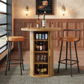 Round bar table with storage, 91.6cm high standing table with cabinet, MDF wood look, load capacity up to 75kg, for bar & living room