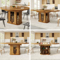 Extendable dining table, dining room table, kitchen table, round dining table, extends to oval, 118-158 cm, seats up to 6 people, dining table with glass doors, Walnut