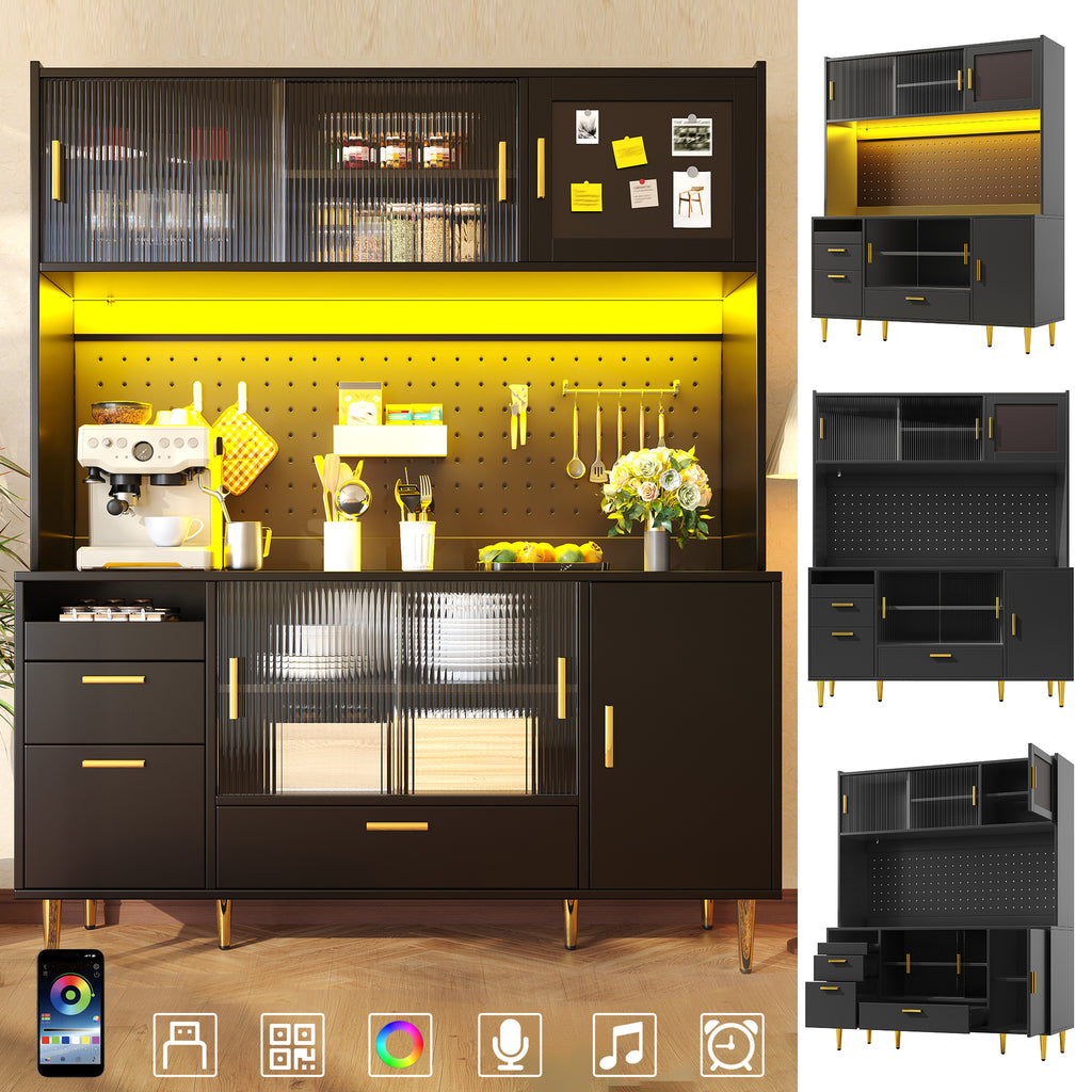 Tall cabinets for the living room (140×40×180cm), kitchen cabinet, dining room cabinet, cabinets with LED lighting, magnetic door panels, tall cabinet with pegboard shelves, black