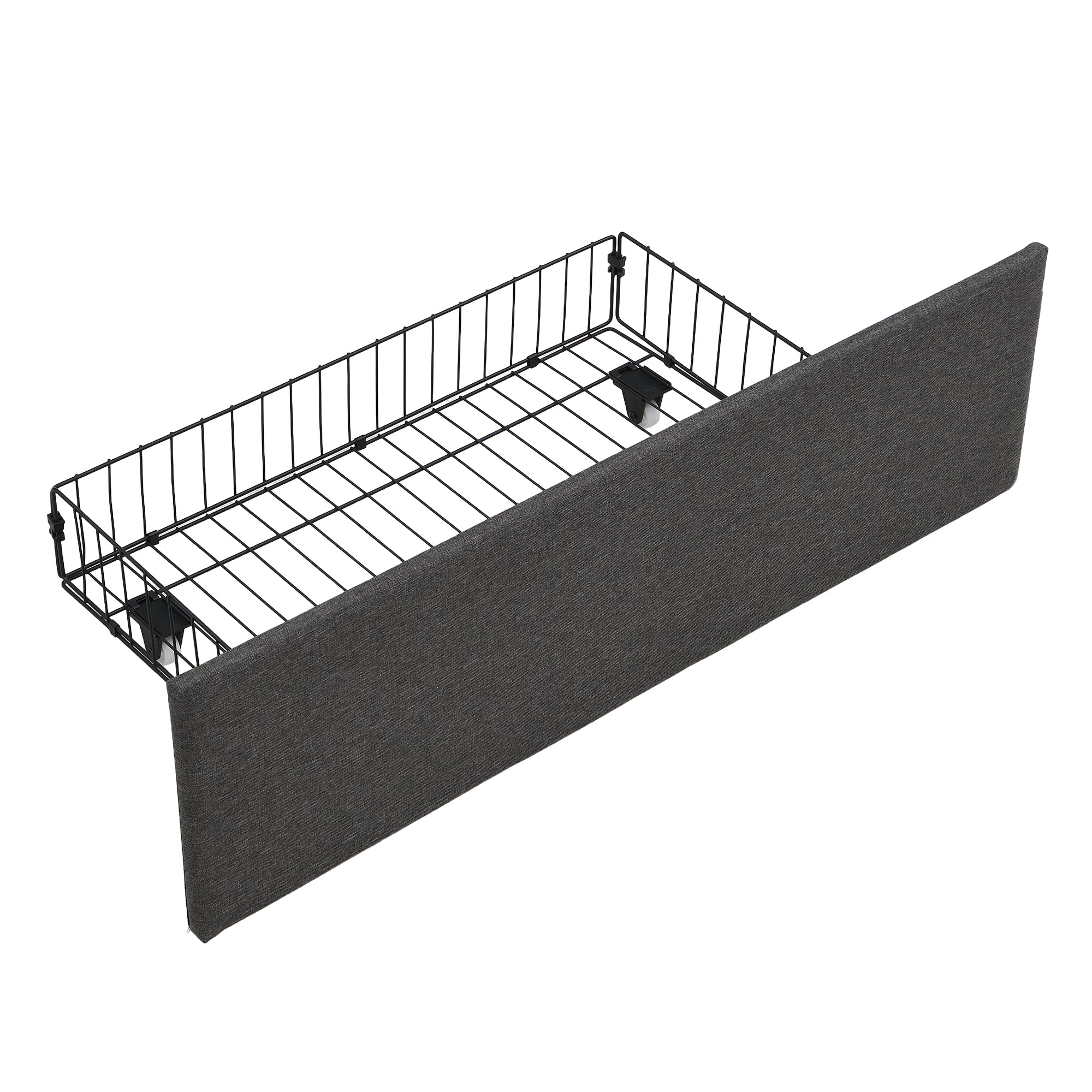 4ft6 Double Upholstered Bed with 4 Storage Drawers, LED Rivet  Storage Bed with Charging Station, Button Tufted Headboard with USB and Type-C Ports, Linen, Grey (No Mattress)