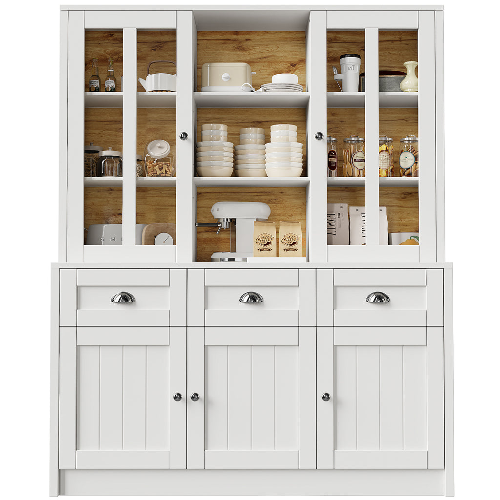 Tall Cabinets for Living Room (140×38.5×175cm), Display Cabinet, Kitchen Cabinet, Dining Room Cabinet with Drawers, Modern Minimalist Tall Cabinet, Freestanding Display Cabinet, White