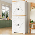 Snack cabinet, kitchen cabinet (80 x 40 x 180 cm), tall kitchen sideboard, storage sideboard, kitchen sideboard with door frame, white, suitable for living room, kitchen, dining room