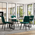 140 x 80cm Dining Table,(1-pcs), Kitchen Table, Unique Metal Frame Rectangular Dining Table in Modern Marble Pattern Kitchen Table with Adjustable Feet for Dining Room Living Room, White/Black